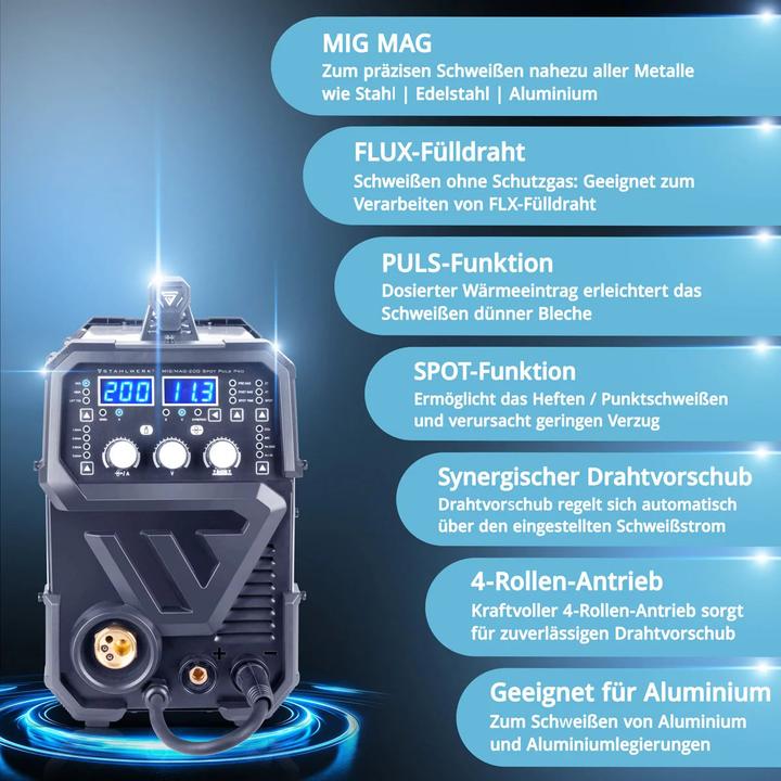 Produktbild Stahlwerk Schweissgerät MIG MAG 200 Spot Puls Pro Kombigerät mit Spotfunktion
