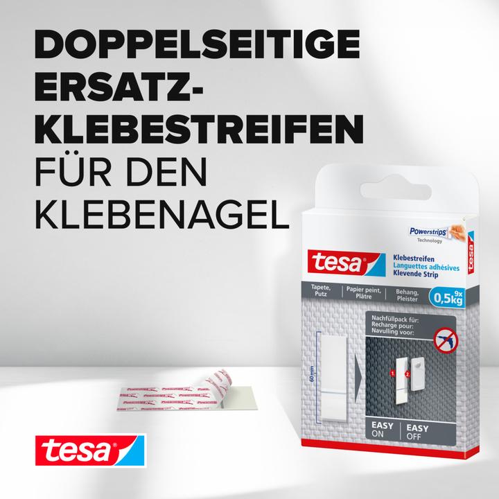 Immagine prodotto tesa Powerstrips per carta da parati e intonaco, 0,5 kg di forza di tenuta, 9x strisce biadesive