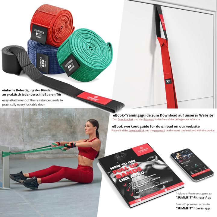 Produktbild BeMaxx Sport Klimmzugband Textil, 3er-Set (Stark, Mittel, Leicht)