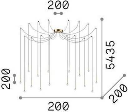 Productafbeelding Ideal lux LUCCIOLA LED hanglamp 16x 16x16W ⌀200mm messing warm wit 284019 (1300 lm)