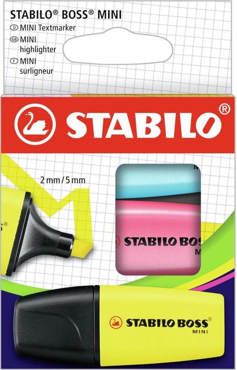 Actual product image STABILO BOSS MINI highlighter (Yellow, Pink, Blue, 5 mm, 3 x)