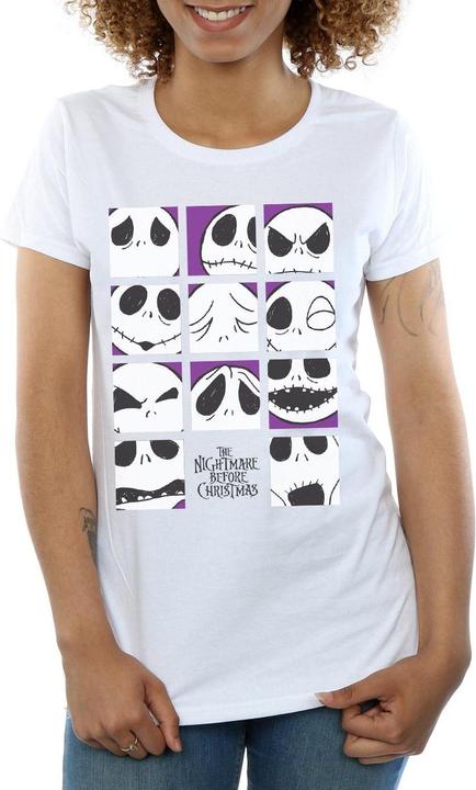 Actual product image Disney Womens/Ladies Nightmare Before Christmas Many Faces Of Jack Squares Cotton T-Shirt (S)
