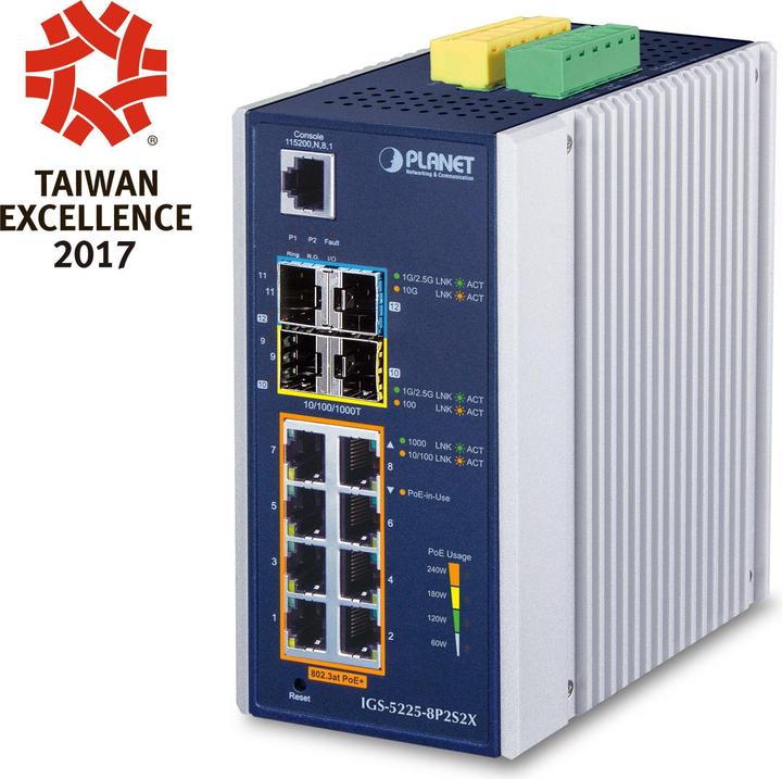 Image du produit Planet Industrial L2+ 8-ports 10/100/1000T 802.3at PoE + (8 Ports)