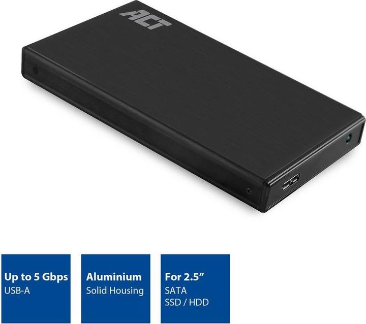 Immagine prodotto AC1200 Custodia per unità di archiviazione Custodia per HDD/SSD nera da 2,5 pollici (2.5")