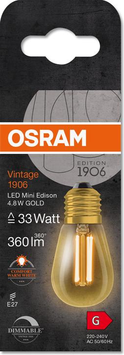 Produktbild Osram Vintage 1906 Led Classic Edison (E27, 4.80 W, 360 lm, 1 x, G)