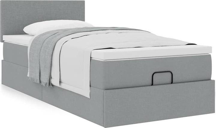 VidaXL Ottoman-Bett mit Matratze Hellgrau 120x200 cm Stoff (120 x 200 cm)