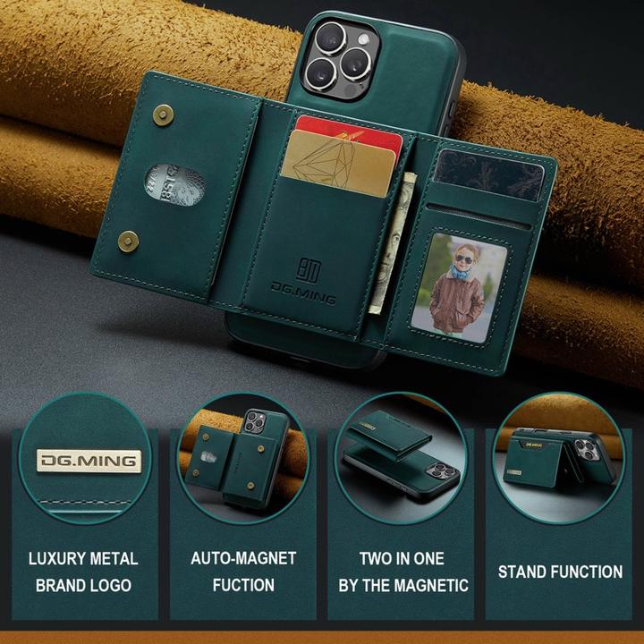 Actual product image Dg.Ming iPhone 11 - Etui, Leder-Optik, Kartenfach & Magnetverschluss, Grün (Apple iPhone 11)