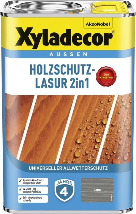 Xyladecor Holzschutzlasur grau 4 L (Grau, 4 l)