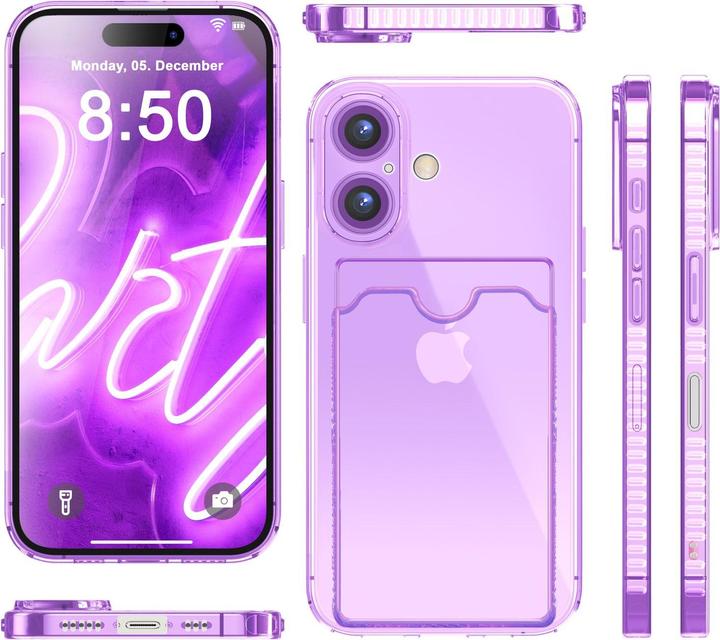 Immagine prodotto Nalia Portacarte trasparente in silicone trasparente al neon (Apple iPhone 16)