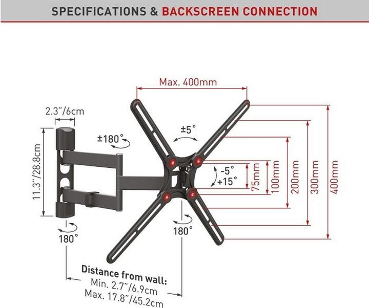 Immagine prodotto Barkan Wh 3400 (Muro, 65", 49 kg)