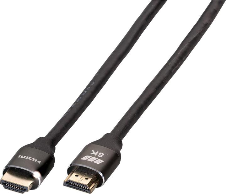 EFB Elektronik Ultra HighSpeed HDMI+ Cable with Ethernet 8K60Hz A-A St-St, Premium Aluminium Plug, 2m, black (2 m, HDMI)