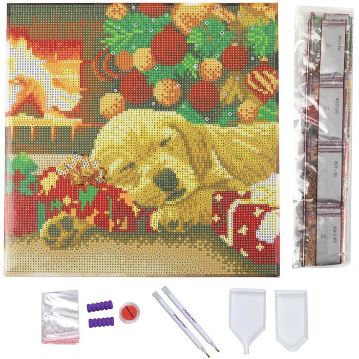 Produktbild Craft Buddy Schlafender Labrador-Welpe, Bild 30x30cm Crystal Art