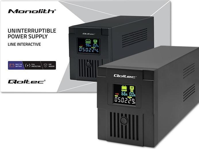 Image du produit Qoltec Zasilacz awaryjny UPS | Monolith | 1500VA | 900W | LCD | USB (1500 VA, 900 W, Line-interactive Onduleur)