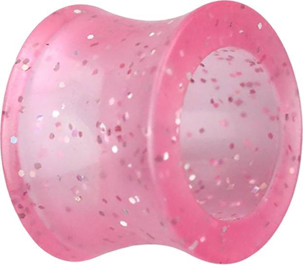 Produktbild Star Piercing Flared Tunnel pink Glitter "Glow" (ohne Messing, Acryl)