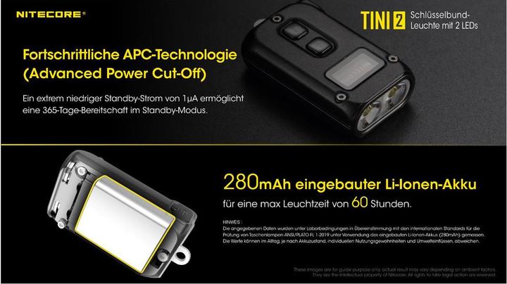 Actual product image Nitecore TINI 2 - 500 lumen, black (4.70 cm, 500 lm)