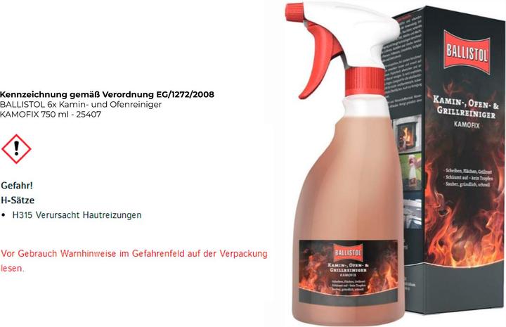 Actual product image Ballistol Fireplace and stove cleaner 'Kamofix