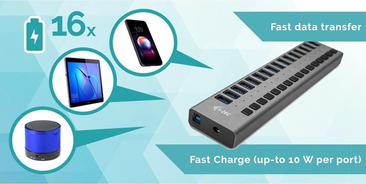 Image du produit i-tec Hub (USB-B, 16 Ports)