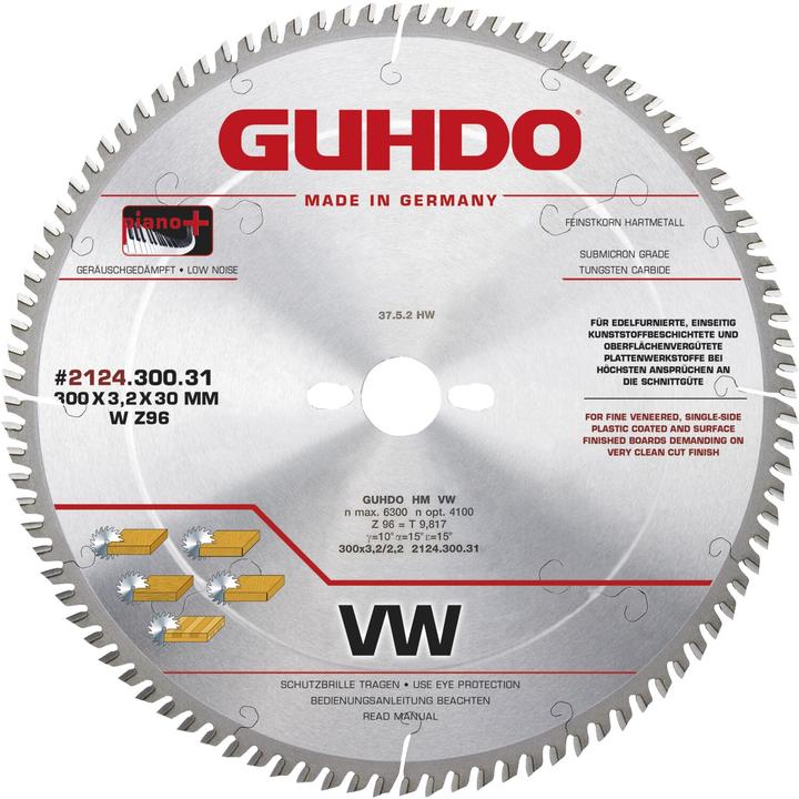 Produktbild Guhdo HW-Standard-WZ-Kreissägeblatt 300x3,2x30 mm Z96 - Holz fein - Piano plus