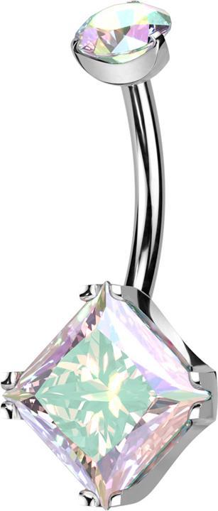 Image du produit Hollywood Body Jewelry Banane filet femelle argenté cristal rond serti multicolore et cristal carré serti multicolore (sans laiton, Titane G23)