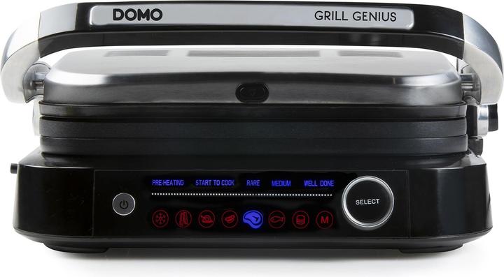 Produktbild Domo Genius Elektro Kontaktgrill Antihaftbeschichtung, mit Display Edelstahl, Schwarz (EU-Stecker)