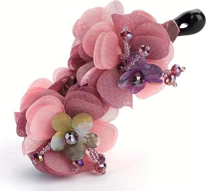 Produktbild Activity Board 1 Stück Vintage Bohemian Style Fabric Flower Hair Claw - Harz elegante Bananenklammer rutschfeste (1 Stk.)
