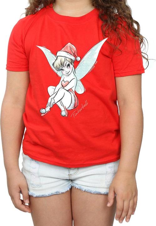 Actual product image Disney Girls Tinkerbell Christmas Fairy Cotton T-Shirt (116)