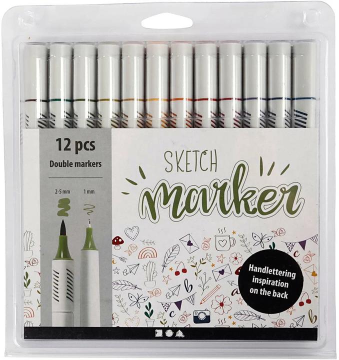 Actual product image Creativ Company Sketch Marker Fibre Pens (Multicoloured, 5 mm, 12 x)
