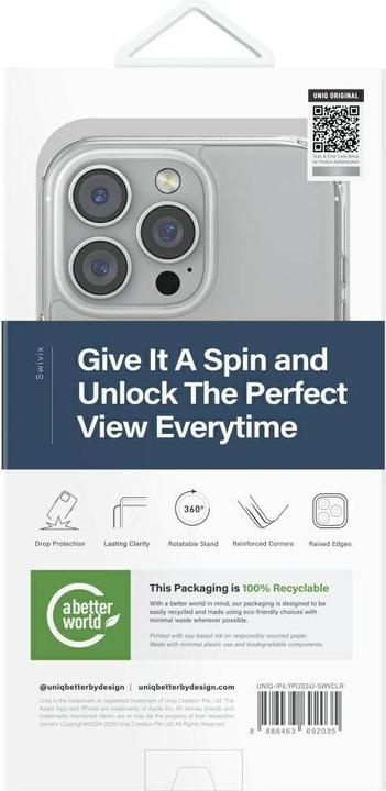 Produktbild Uniq Swivix 360 Rotating Kickstand Case for iPhone 16 Pro Max - Clear (Apple iPhone 16 Pro Max)