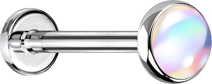 Produktbild Star Piercing Micro Labret silber mit Scheibe irisierend weiss (ohne Messing, Chirurgenstahl 316L)