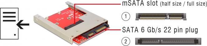 Image du produit Delock Adaptateur mSATA vers SATA, incl. 2.5" (en anglais)
