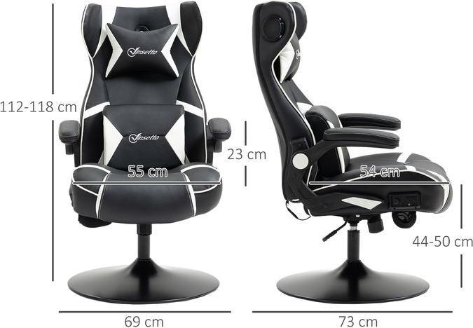 Image du produit Swisshandel24 Chaise de jeu avec fonction bascule Chaise de bureau ergonomique avec haut-parleur Support lombaire
