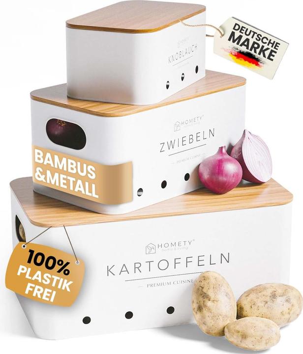 Produktbild Homety Kartoffel, Zwiebel & Knoblauch Aufbewahrungsboxen-Set