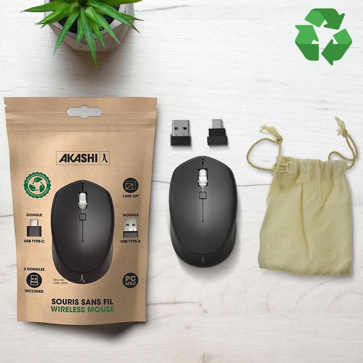 Image du produit Akashi Souris sans fil + adaptateurs USB-C et USB (Sans fil)