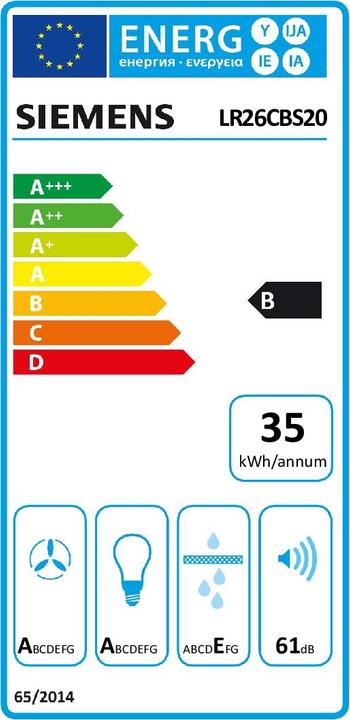 Energy Label Siemens LR26CBS20 (Ceiling hood)