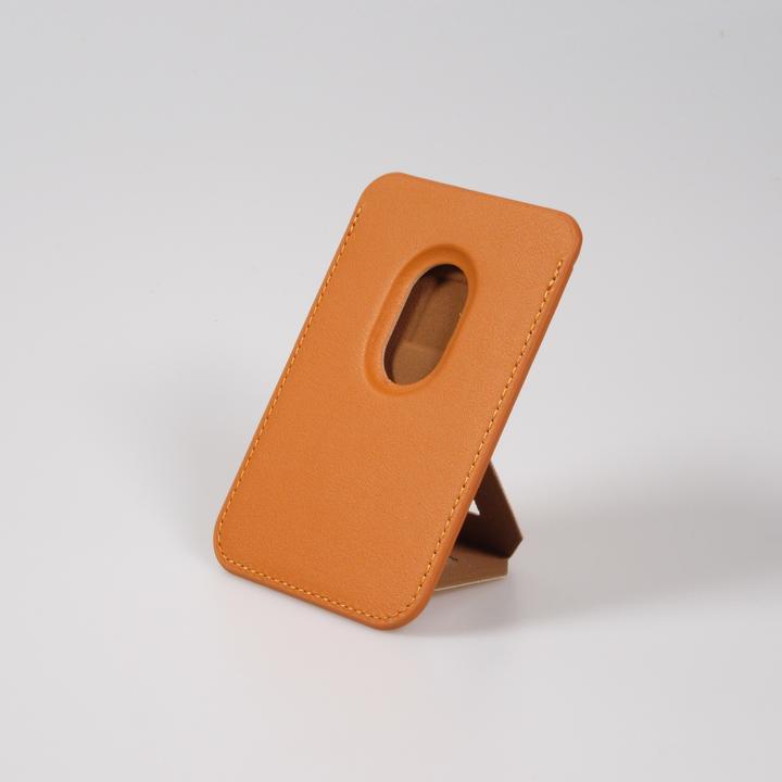 Actual product image PhoneLook Porte-cartes magnétique wallet MagSafe cuir végan avec aimant fort et support pliable intégré clair