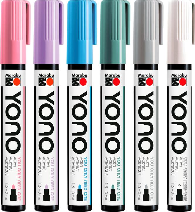 Immagine prodotto Marabu Pennarello acrilico Yono (Multicolore, Viola, Verde, Blu, Grigio, 3 mm, 6 x)