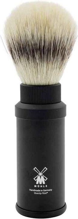 Mühle Travel Reiserasierpinsel - Silvertip Fibre Rasurpinsel - Griff aus schwarzem, eloxiertem Alumi (Rasierpinsel)