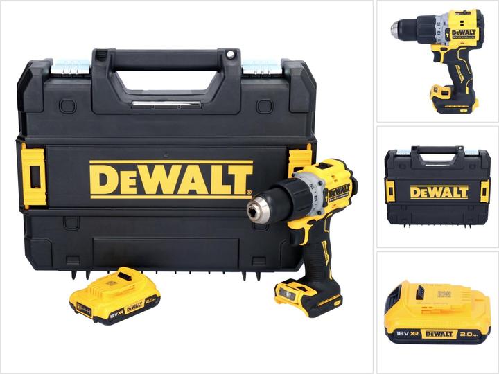 Actual product image DeWalt DCD 805 NT Battery impact drill 18 V 90 Nm Brushless + 1x battery 2.0 Ah + TSTAK - without charger (Rechargeable battery operated)