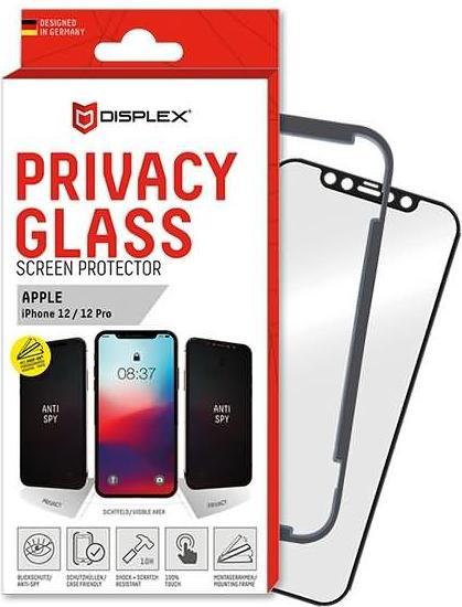 Actual product image Displex Real Glass, Privacy Full Cover Panzerglas (1 Piece, Realme 12 Pro+, Apple iPhone 12)
