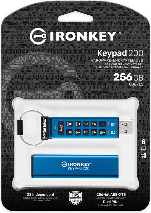 Actual product image Kingston IronKey Keypad 200 (256 GB, USB-A)