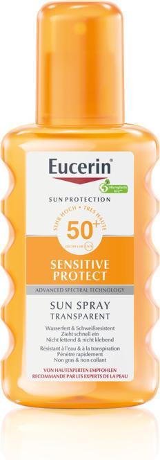 Eucerin SUN Body Spray Sensitive Protect Transparent SPF 50+ (Sun spray, SPF 50, 200 ml, 213 g)