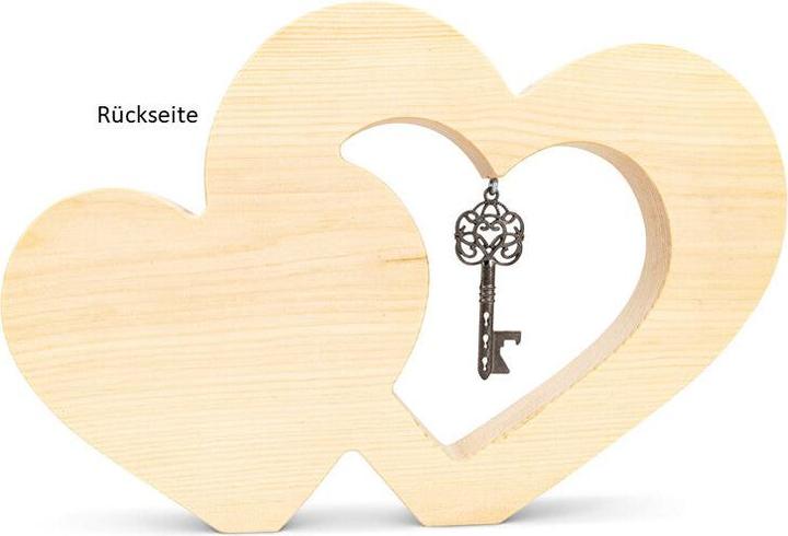 Produktbild ZNatur Zirben Arven Holz Geschenk Deko Herz schwebend mit Schlüssel und Gravur Zuhause No.22 (20 x 30 x 3.5 cm)