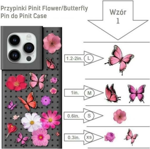 Immagine prodotto Pinifit Zestaw Etui Pinit Dynamic + Flower/ Butterfly Pin iPhone 14 Plus 6.7" czarny/nero wzór 1 (Apple iPhone 15 Plus, Apple iPhone 14 Plus)