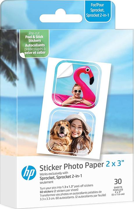 HP Zink Paper Sprocket Luna 30-pack 2x3 Pre-cut 1.3x1.3 sticker (HPIZ2X330C)