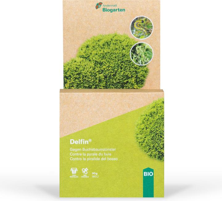 Image du produit Andermatt Biogarten Delfin contre la chenille de la pyrale du buis (Perceuse du buis, Pyrale du pin, Pied-de-biche, Aigrettes blanches, Gale des choux, Mouche processionnaire, Noctuelles, Pinces, Vers de la grappe)
