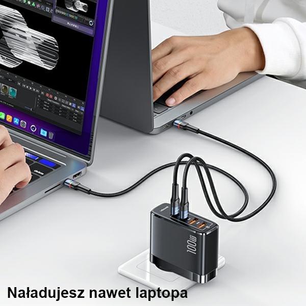Actual product image Usams 4 Ports GaN Fast Charger (100 W)