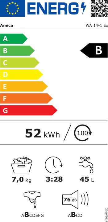 Energie-Label Amica WA 14-1 EX Waschmaschine (7 kg, Links)
