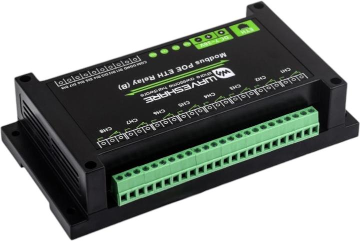 Produktbild WaveShare 8-Kanal Relais (B) PoE Ethernet Modul RTU/Modbus TCP Protokoll