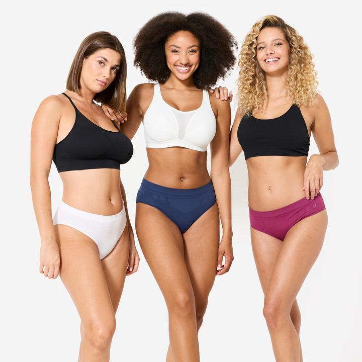Image du produit Kalenji Lot de 3 culottes sans coutures Femme, Violet/Blanc/Bleu (XL)