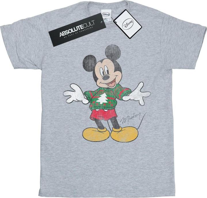 Actual product image Disney Womens/Ladies Mickey Mouse Christmas Jumper Cotton Boyfriend T-Shirt (L)